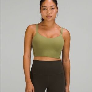 Lululemon Long-Line Like a Cloud sports bra, bronze green size 10